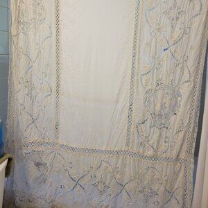 Extra Large Lace and Embroidered Tablecloth